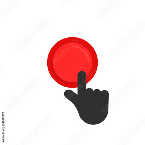 Slika na platnu black hand pushing on red button