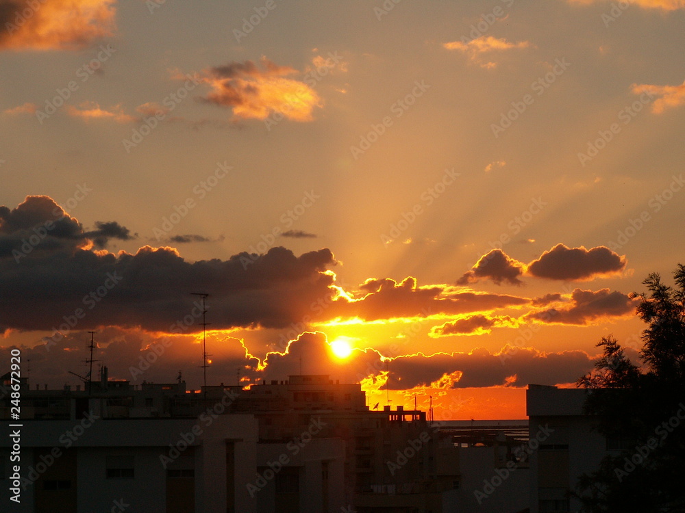 sunset in Faro, Portugal sunset in Faro, Portugal