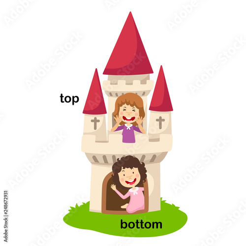 Opposite words bottom and top vector illustration