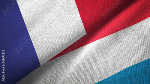 Canvas Print France and Luxembourg two flags textile cloth, fabric texture
