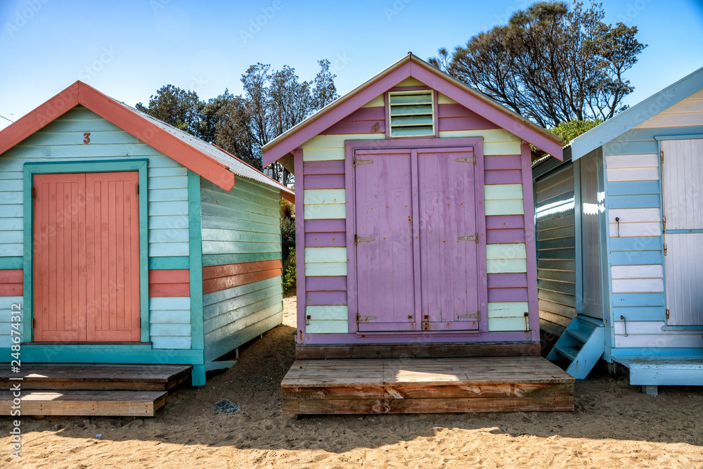 Colorful huts on the beach