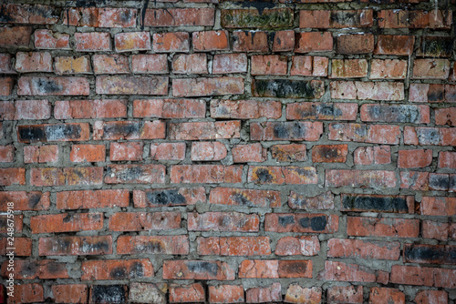 Texture of old red brickwork