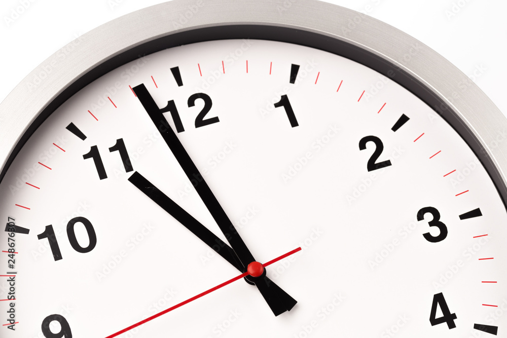 white clock, close up view. white clock, close up view.