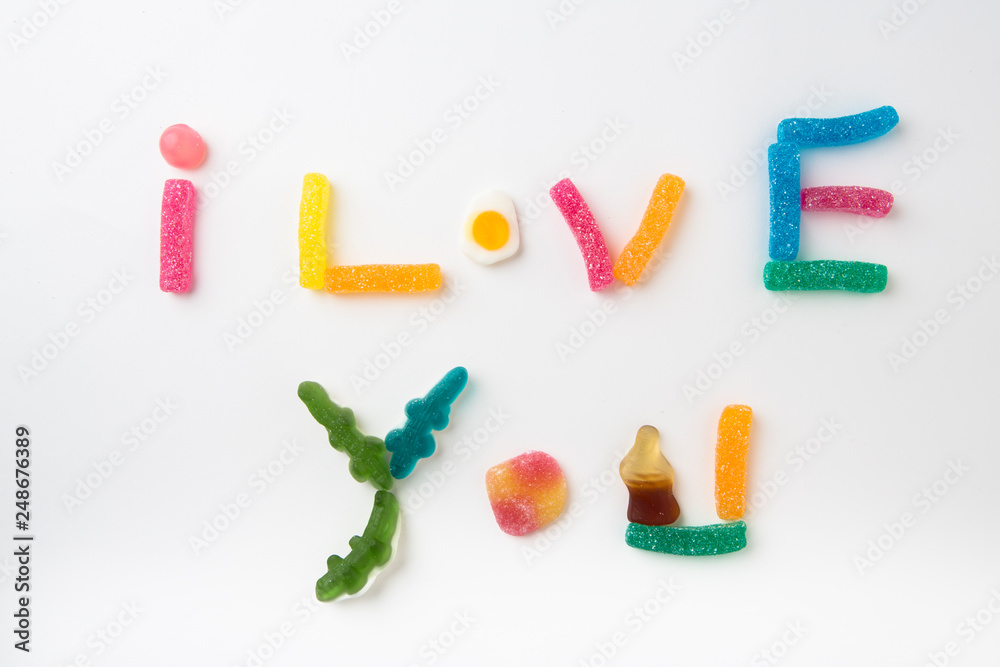 Naklejka premium I love you avec bonbon