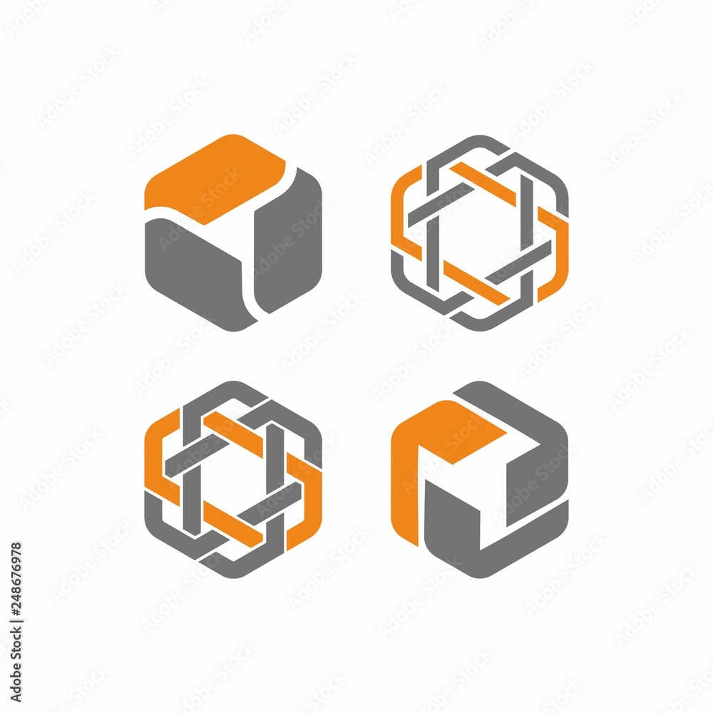 Obraz premium Abstract hexagon logo design template vector illustration