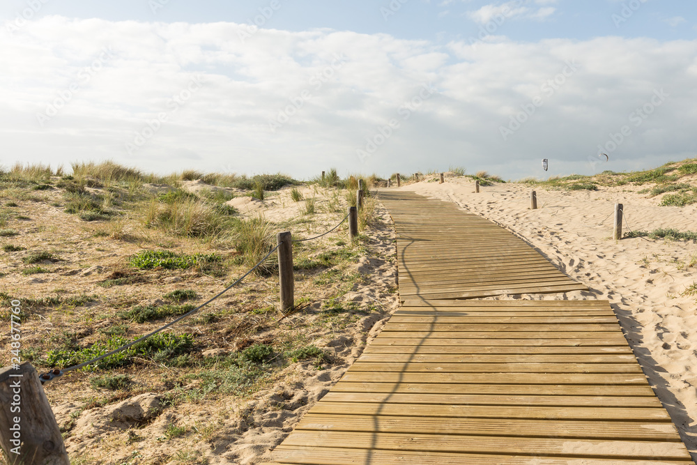 wooden beach way on island saint clement des baleines france