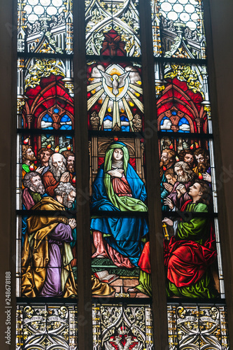 The stained glass of the parish Church of Melk in Austria
