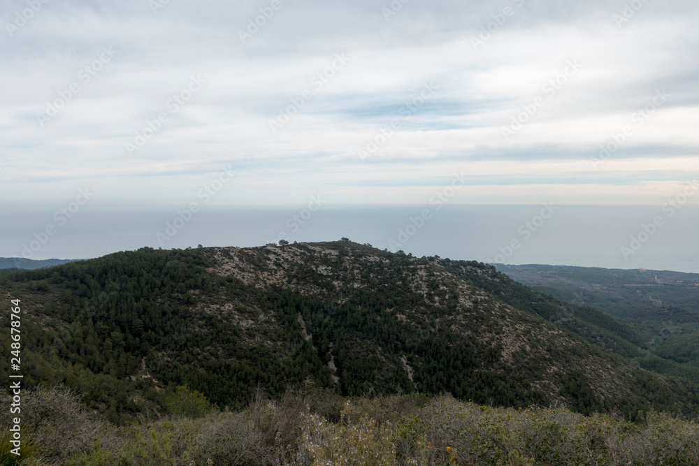 The sea from the top of the mountain in the sierra de irta The sea from the top of the mountain in the sierra de irta