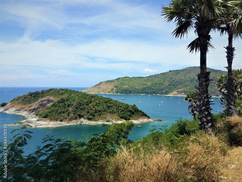 Looking at the top, the highest point into the sea at laempromthep Phuket province, Thailand.