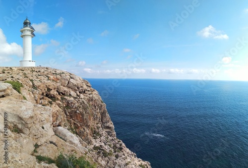 lighthouse cap de barbaria in formentera on the cliff