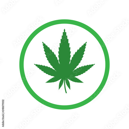 Cannabis, marijuana leaf icon. Vector illustration, flat design.