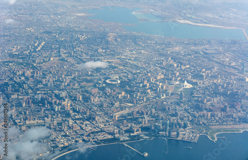Aerial view over Baku, Azerbaijan.