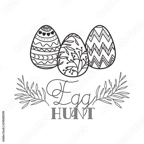 egg hunt label isolated icon