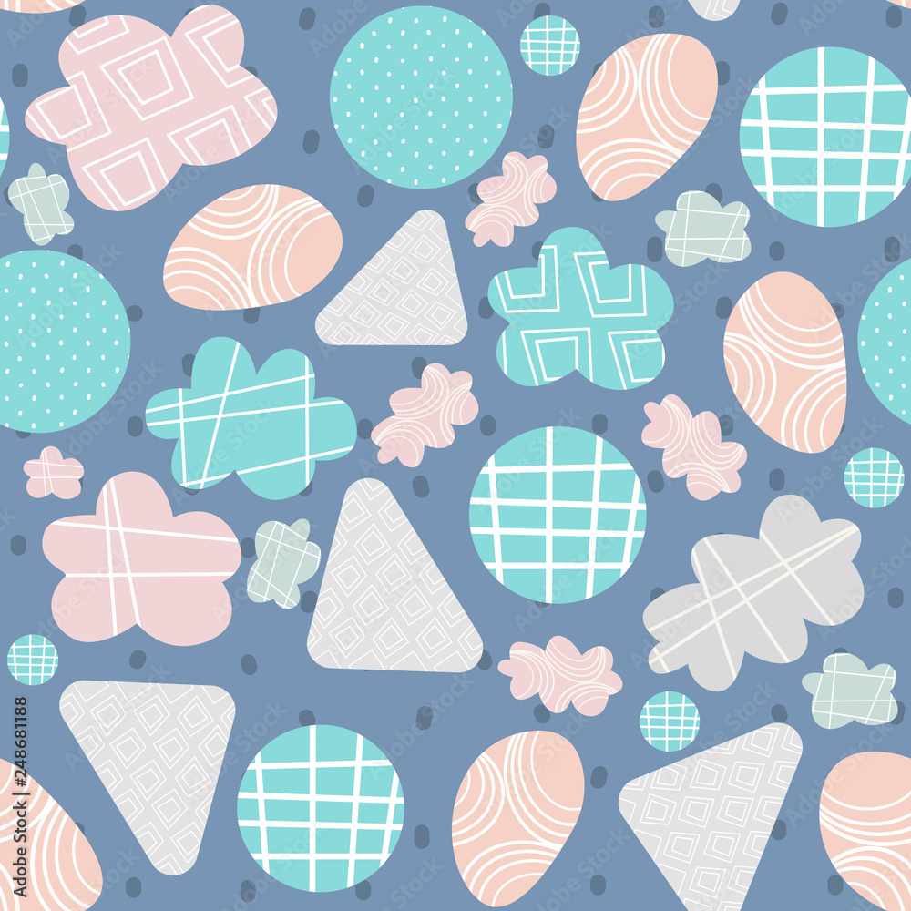 Draw seamless pattern, set background with sky, cloud, emotion and many ...