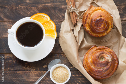 Swedish Cinnamon Buns and coffee photo