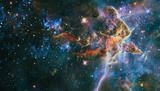 Nebula night starry sky in rainbow colors. Multicolor outer space. deep space many light years far from planet Earth. Elements of this image furnished by NASA. - Image