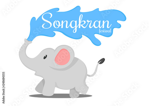 Thai elephants splash in the Songkran tradition of Thailand.