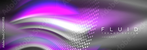 Fluid colors mixing glowing neon wave background, holographic texture