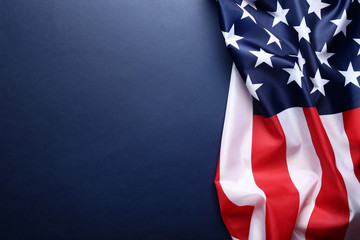 American flag on blue background