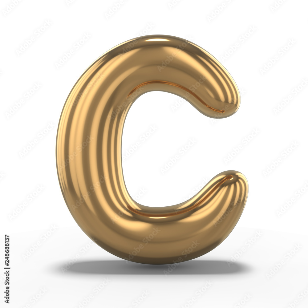Letter C made of inflatable balloon isolated on white background. 3D Letter C made of inflatable balloon isolated on white background. 3D
