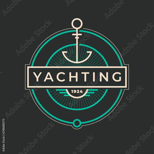 Yachting club logo set. Yachting, yahct club logo set with boad, sail and yacht. Yacht sport yachting club set. Vector illustration.