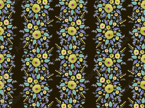 Watercolor floral pattern, delicate flowers. Seamless summer print for fabric, textile, wrapping, wallpaper, background. Vintage botanical set. Wedding, holiday, birthday. Bright botanical colllection