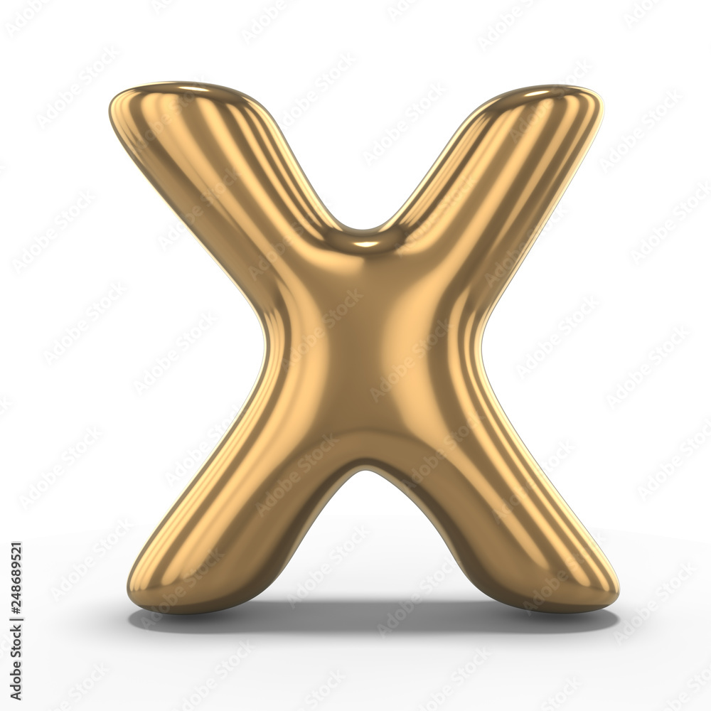 Letter X made of inflatable balloon isolated on white background. 3D Letter X made of inflatable balloon isolated on white background. 3D