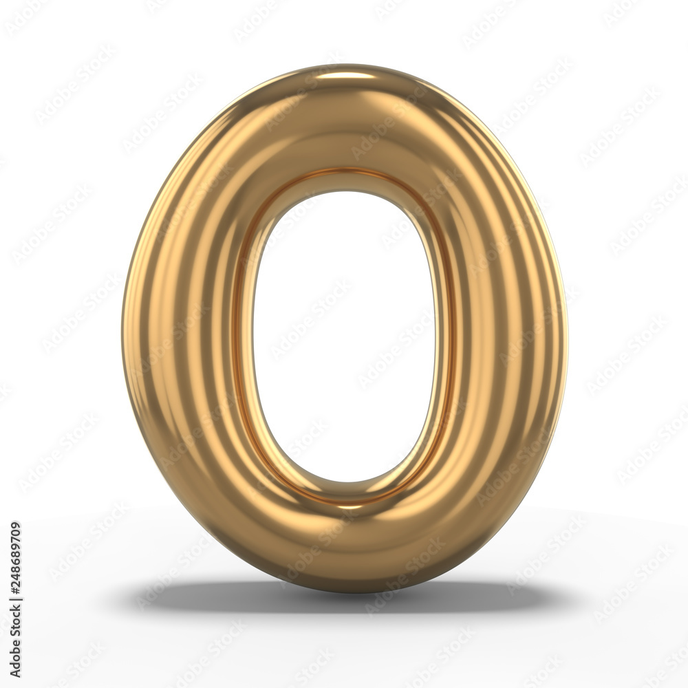 Digit zero made of inflatable balloon isolated on white background. 3D Digit zero made of inflatable balloon isolated on white background. 3D