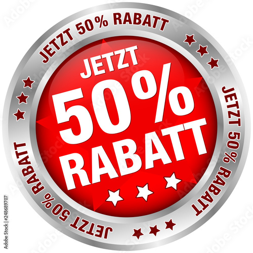 Button "Jetzt 50% Rabatt" Rot/Silber