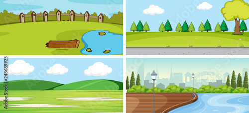Set of nature landscape