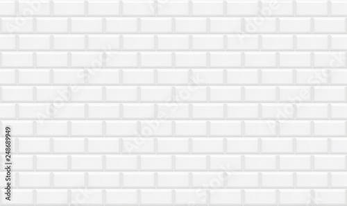 White rectangle mosaic tiles texture  background. White metro tile. Horizontal picture. © Purple Moon