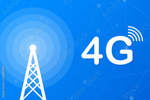 4g network technology. Wireless mobile telecommunication service concept. Marketing website landing template. Vector illustration.