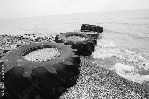 tire on the beach
