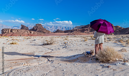 Vacation in geological formation in Timna park, Israel. It is located 25 km n...