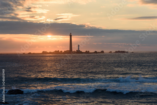 Sunset, France, Brittany, Department Finistere, Ile Vierge, Lighthouses 