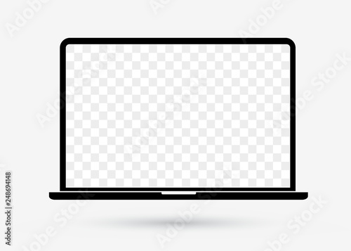 Isolated on white Laptop PC Computer Vector illustration in flat style with empty screen and space for your text message.