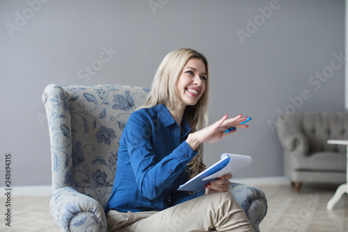 Woman professional psychologist at the consultation.