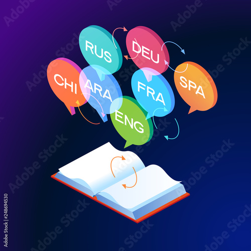 Multi language translator concept banner