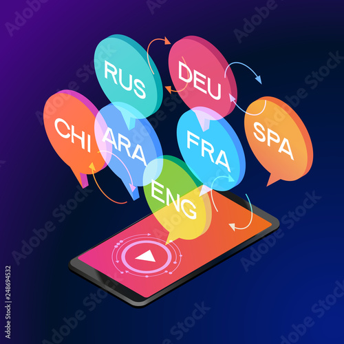Multi language translator concept banner