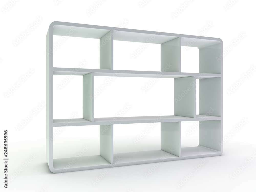 White empty closet. A cupboard with shelves. 3D White empty closet. A cupboard with shelves. 3D