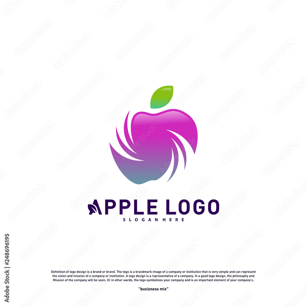 Apple logo design concept vector. Fruit Apple Creative Logo vector template. Icon symbol Apple logo design concept vector. Fruit Apple Creative Logo vector template. Icon symbol