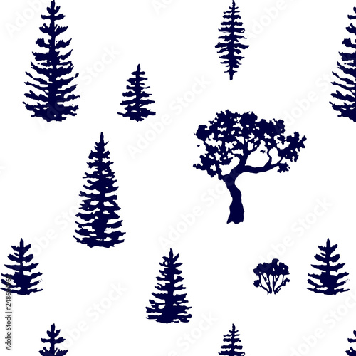vector hand drawn pattern of forest shades isolated on white. nature, ecology and environmental themes, design element, printed production. wallpapers and backgrounds.