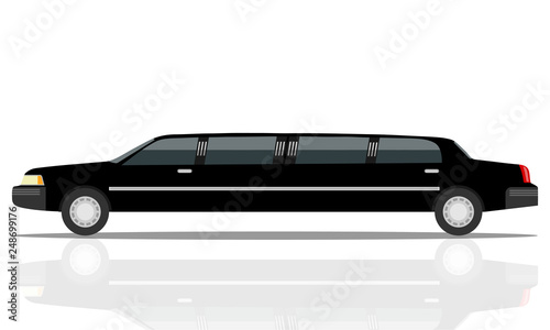 Black luxurious limousine vector illustration isolated on white background. limousines isolated on white. Premium people transportation.