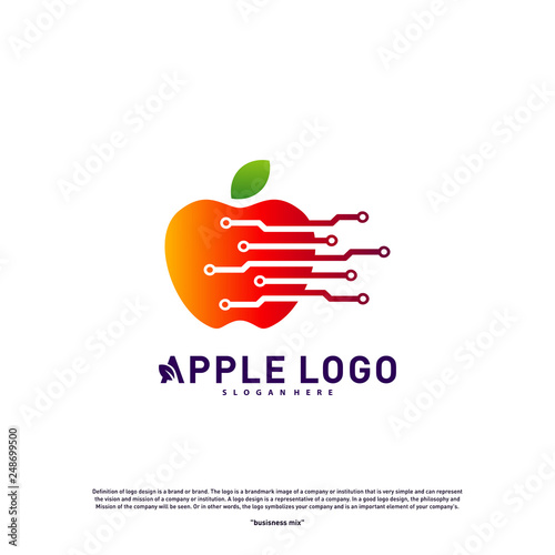 Tech Apple logo design concept. Fast Apple Creative Technology Logo vector template. Icon symbol