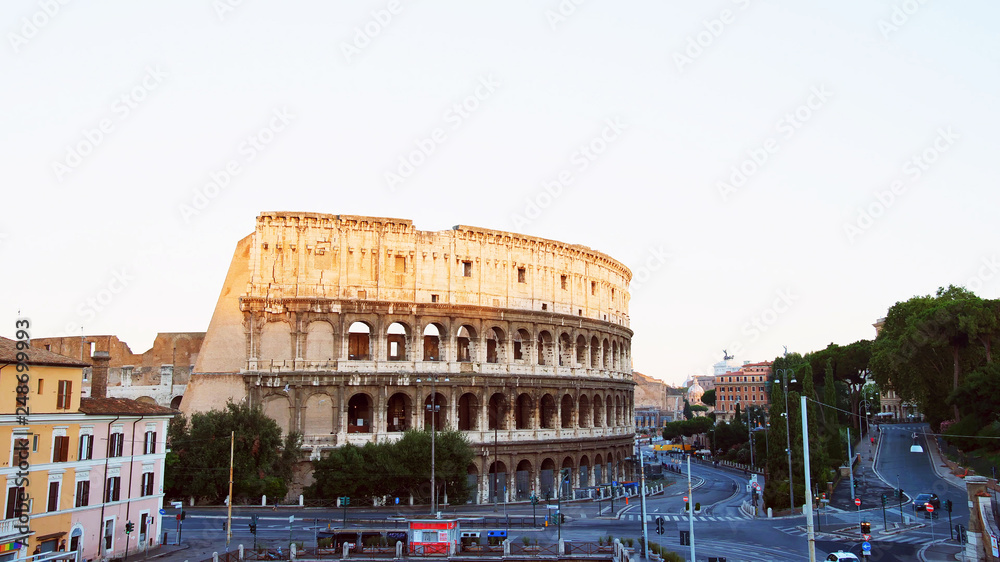 Colosseum in Rome city at morning Italy