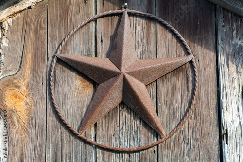 Lone Star sign on a wooden door in Texas. photo