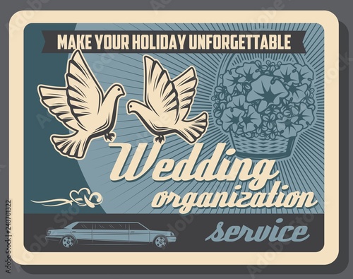 Wedding organization, limousine and flower service