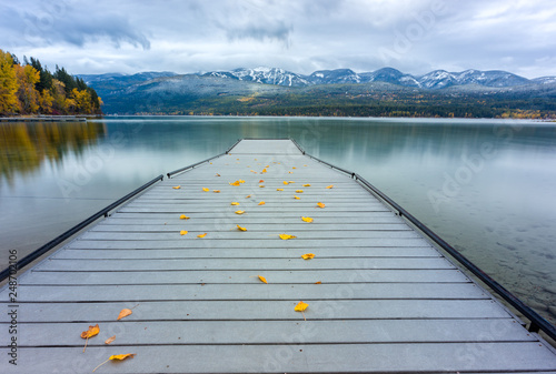 wooden jetty on the lake photo
