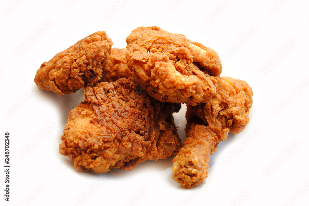Fried Chicken Isolated on a White Background Fried Chicken Isolated on a White Background
