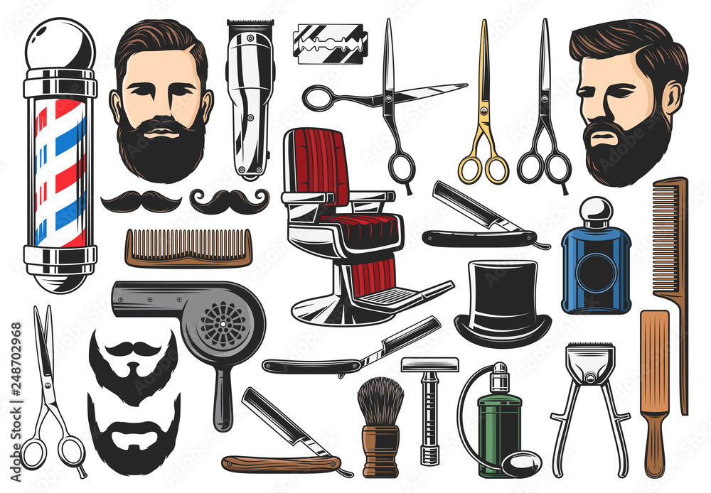 Barbershop haircut and shave tools